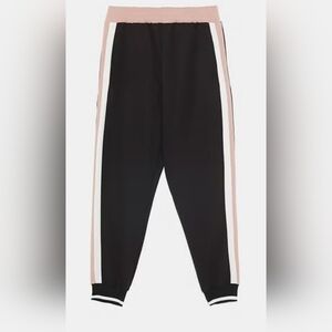 Zara Black Joggers with Pink and White Stripes